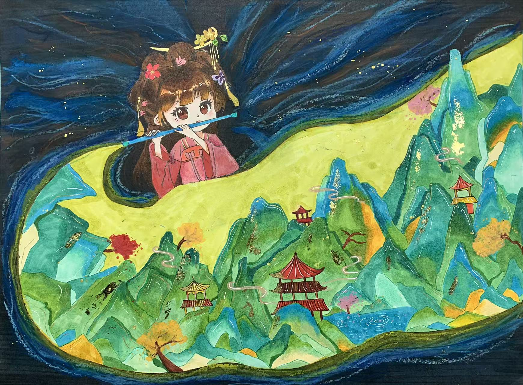 《笛引山水卷》
